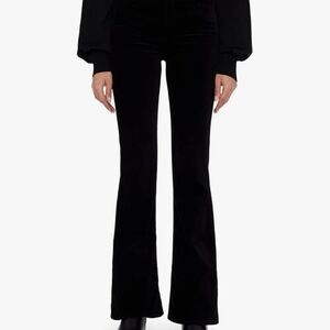 7 FOR ALL MANKIND Flynt Velvet Velour Pants Black Bootcut Flare Mid High Rise 31